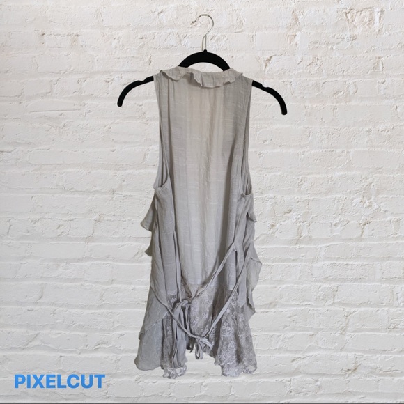 Chic Light Gray Lace-Detailed Flowy Vest - Picture 2 of 4